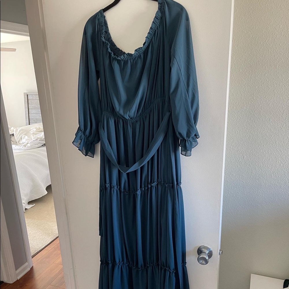 Baltic Born Blue Off The Shoulder Dress